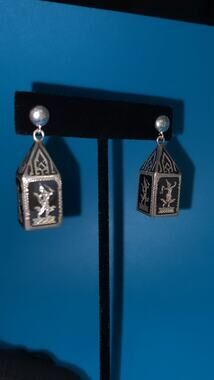 S925 13.9G NIELLO BOX EARRINGS